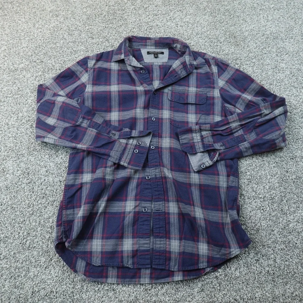 Banana Republic Shirt Mens M Blue Plaid Flannel Slim Fit Button Up Long Sleeve